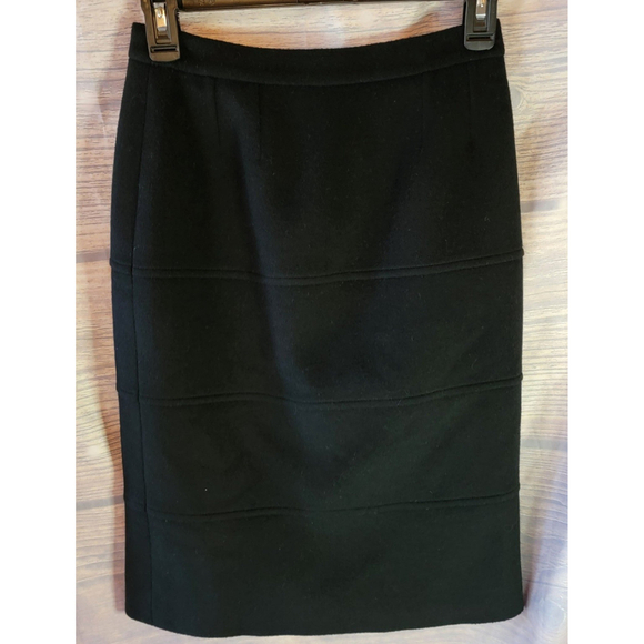 Vintage Maurice Daquin Paris Wool Black Pencil Skirt - Picture 1 of 8
